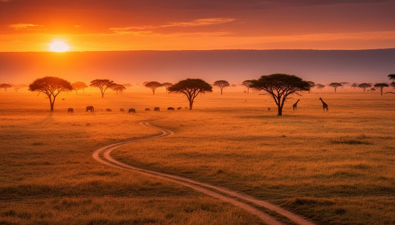 Sunset over the Kenyan savannah