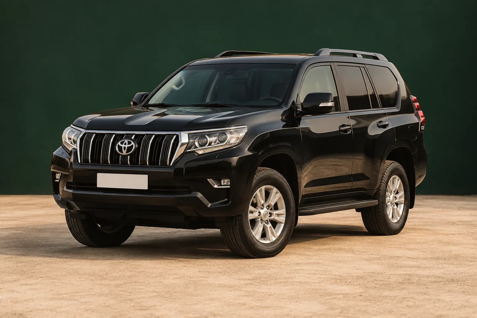 Black Toyota Land Cruiser Prado SUV for hire with a driver